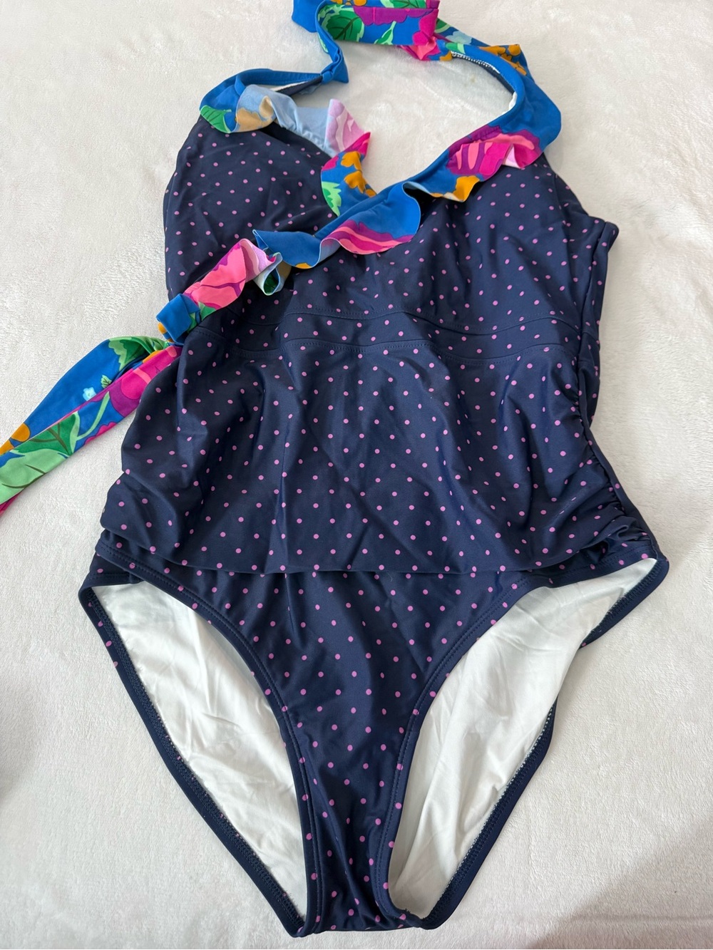 Matilda Jane Sandcastle Queen Navy Blue Dot Swim Bathing Suit XL D83
